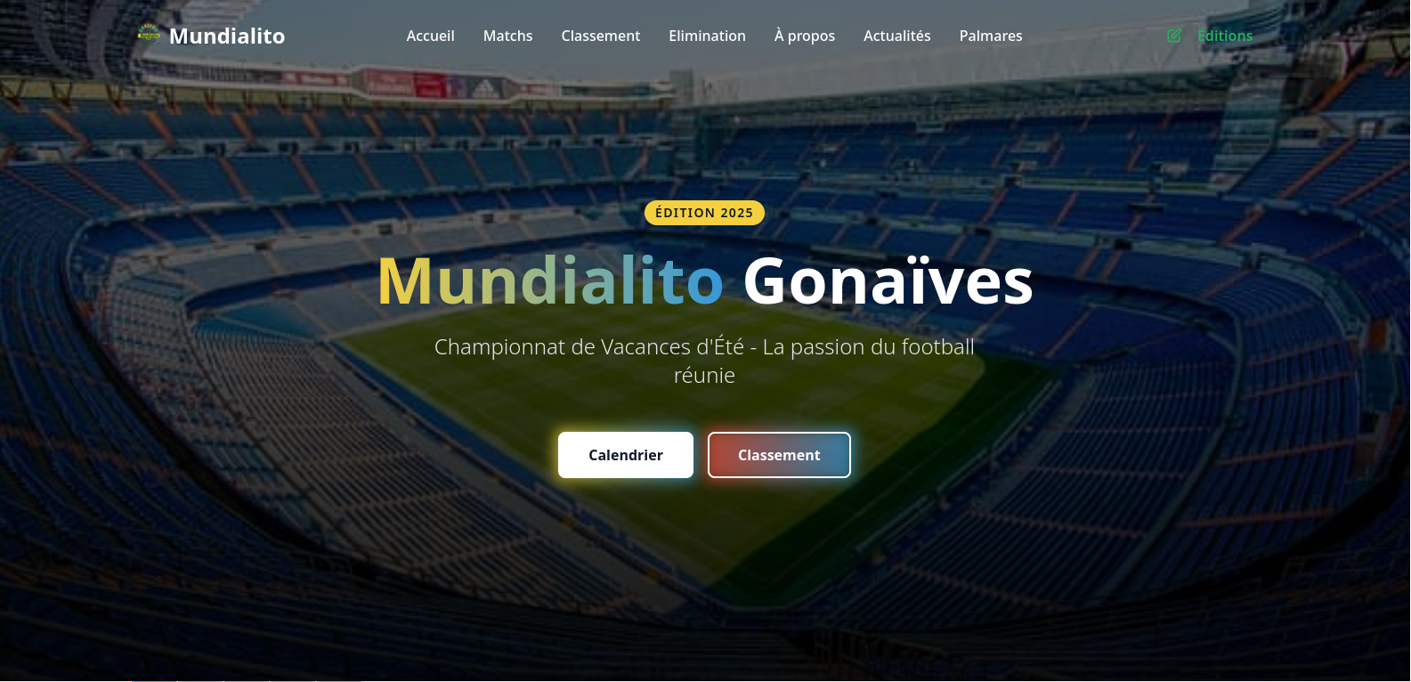 Capture d'écran du projet Mundialito Gonaïves